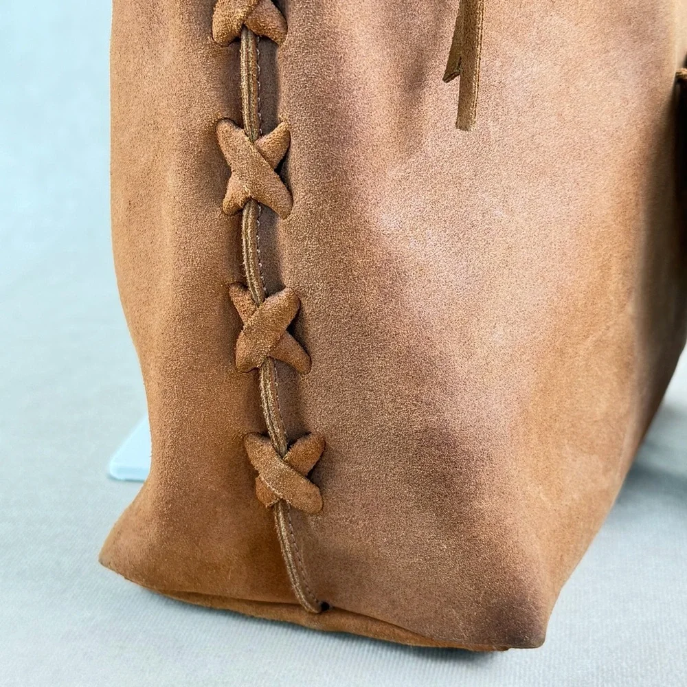 Gianni Notaro Genuine Leather Suede Tote Bag w/ Pouch | Made in Italy - Picture 7 of 16